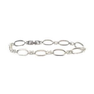 Fashion Costume Bracelet Silver Tone Chain Link with Rhinestones between…